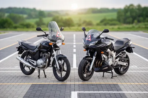 Du mokomieji motociklai